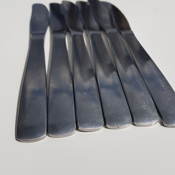 6 Gense Facette Pattern Stainless Knives Sweden Dinner Knife Light Serration 8" - Picture 8 of 11